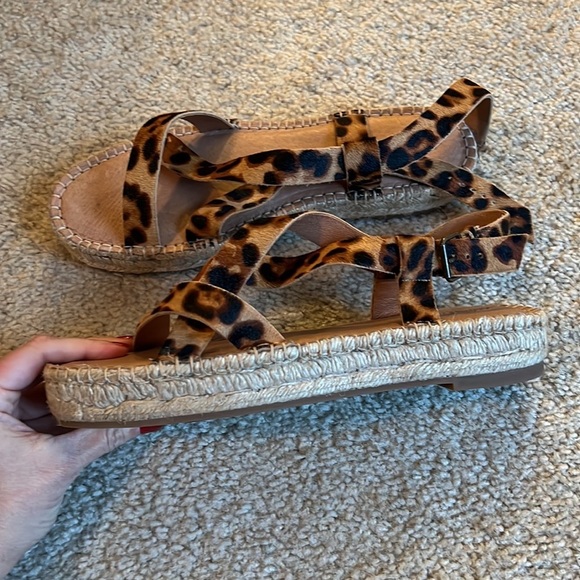 Madewell asymmetrical Espadrille Sandals Calf hair leopard black brown shoe 10 - Picture 4 of 10